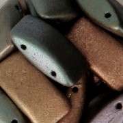 Perline in vetro Carrier Bead 2 fori 9x17 mm Gold Iris Mat x10|raw }}