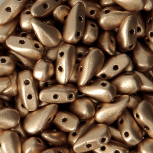 Perline in vetro DropDuo® 2 fori 3x6 mm Gold Mat x50