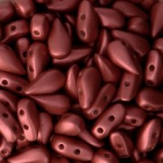 Perline in vetro DropDuo® 2 fori 3x6 mm Red Metallic Mat x50