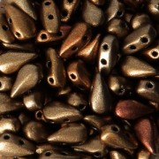 Perline in vetro DropDuo® 2 fori 3x6 mm Gold Rainbow x50|raw }}