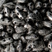 Perline in vetro DropDuo® 2 fori 3x6 mm Jet Antique Chrome x50|raw }}