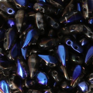 Perline in vetro DropDuo® 2 fori 3x6 mm Crystal Azuro x50