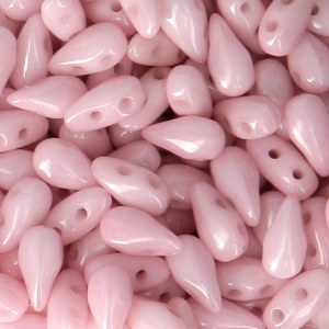 Perline in vetro DropDuo® 2 fori 3x6 mm Opaque Light Rose Ceramic Look x50