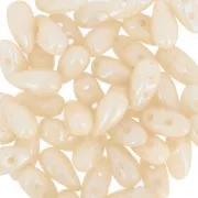 Perle di vetro DropDuo® 2 fori 3x6 mm - Beige opaco effetto ceramica x50