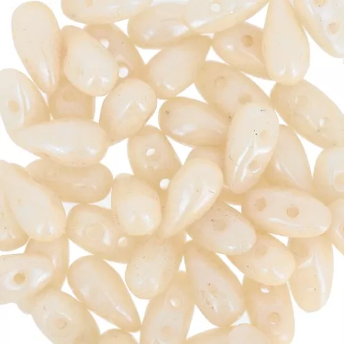 Perle di vetro DropDuo® 2 fori 3x6 mm - Beige opaco effetto ceramica x50