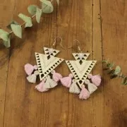 Pendente in metallo doppio triangolo Etnico 45mm oro rosa x2