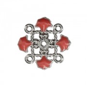 Quadrifoglio in metallo e resina epossidica 4 anellini 14 mm argent./Rosa corallo|raw }}