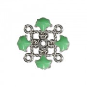 Quadrifoglio in metallo e resina epossidica 4 anellini 14 mm argent./Mint x1|raw }}