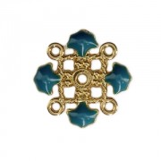 Quadrifoglio in metallo e resina epossidica 4 anellini 14 mm dorato/Petrolio x1|raw }}