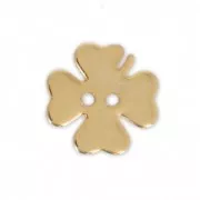 Bottone quadrifoglio liscio 12 mm dorato con oro fino x1