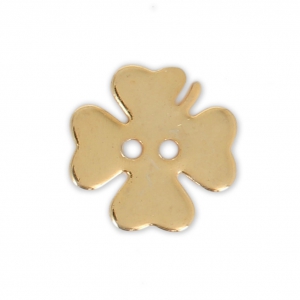 Bottone quadrifoglio liscio 12 mm dorato con oro fino x1