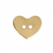 Bottone cuore liscio 12x10 mm dorato con oro fino x1