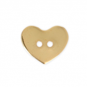 Bottone cuore liscio 12x10 mm dorato con oro fino x1