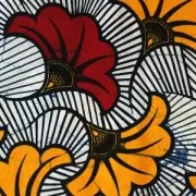 Tessuto Wax - Fiori nuziali  - Bordeaux / Arancione x20cm