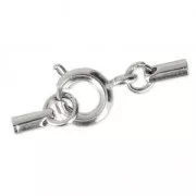 Chiusura a molla 6 mm con terminali per cordoncino 1 a 1.3 mm Placcatura argento