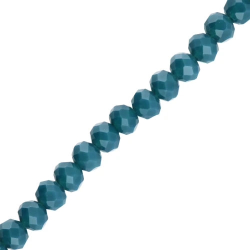Perline sfaccettate rotonde - rotonde appiattite - 4x3,5 mm - Teal x41cm