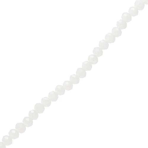Perle sfaccettate rotonde - rotonde appiattite - 4x3,5 mm Bianco Opaco x40cm