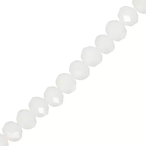 Perle sfaccettate rotonde - rotonde appiattite - 8x6 mm Bianco Opaco x40cm