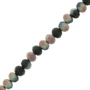 Perline sfaccettate rotonde - tonde appiattite 6x5 mm AB smerigliato placcato nero x36cm|raw }}