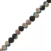 Perline sfaccettate rotonde - tonde appiattite 6x5 mm AB smerigliato placcato nero x36cm