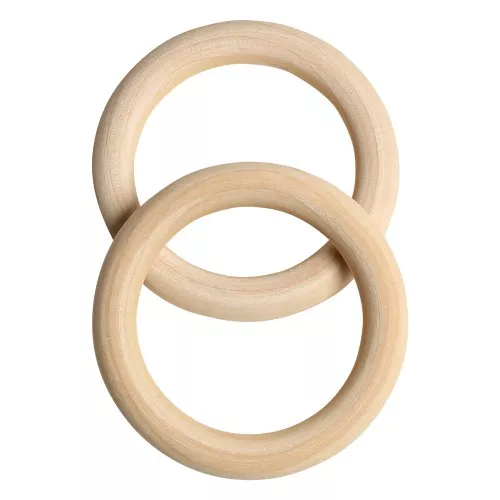 5 Anelli Da Dentizione In Legno Naturale Per Bambini – Sicuri, Non Tossici, Lavabili, Eleganti E Vintage (60 Mm)