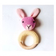 Anello di dentizione in legno 68 mm per agganciare amigurumi all'uncinetto x2