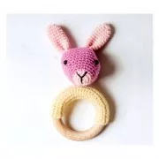 Anello di dentizione in legno 68 mm per agganciare amigurumi all'uncinetto x2