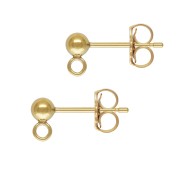 Orecchini a chiodo con palline 3 mm avec anneau soudé in Gold filled x2|raw }}
