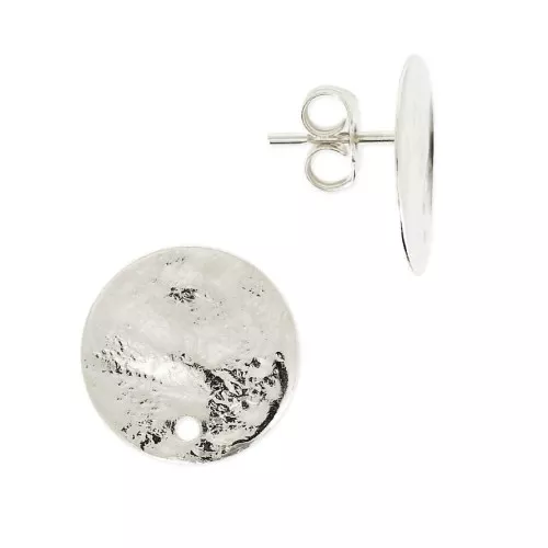 Orecchini disco con un foro 10 mm argentato x2