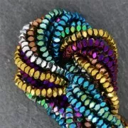 Mini-ematiti sintetiche rondelle sfaccettate 3mm Silver Mat x cm.40