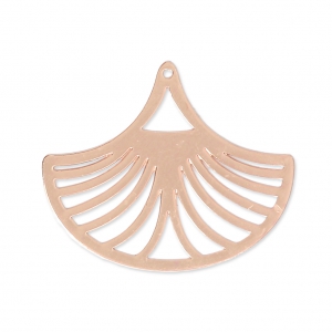 Pendente traforato forma ventaglio laser cut 25x30 mm - dorato rose x2