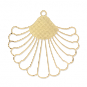 Pendente traforato foglia tropicale laser cut 37x39 mm - dorato x2