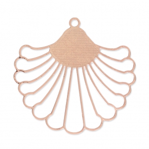 Pendente traforato foglia tropicale laser cut 37x39 mm - oro rosa x1
