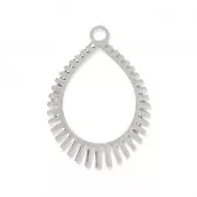  Pendenti traforati gocce laser cut 22x16 mm - rodiato  x2