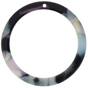 Pendente ad anello in acetato di cellulosa 34,5 mm Tartaruga Blu Nero x1|raw }}