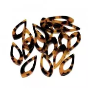 Pendente goccia in acettao di cellulosa 36x15 mm Guscio di tartaruga Marron/Nerox1