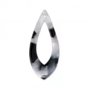 Pendente goccia in acettao di cellulosa 36x15 mm Guscio di tartaruga Bianco/Nerox1