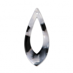 Pendente goccia in acettao di cellulosa 36x15 mm Guscio di tartaruga Bianco/Nerox1