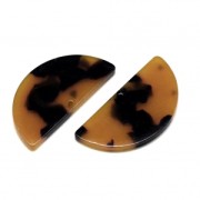 Pendente mezzaluna in acetato 37x18 mm Guscio di tartaruga Marrone/Nerox1