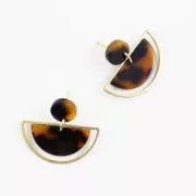 Pendente mezzaluna in acetato 22.5x11 mm Guscio di tartaruga Marrone/Nerox1