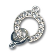 Anello a molla Strass mm. 14.5 placcato in rodio|raw }}