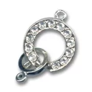 Anello a molla Strass mm. 14.5 placcato in rodio