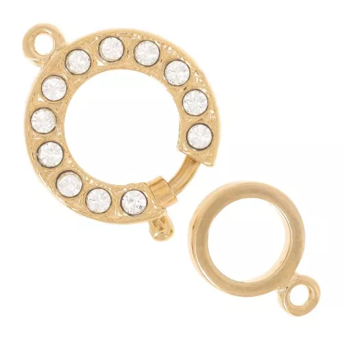 Anello a molla Strass mm. 15 dorato