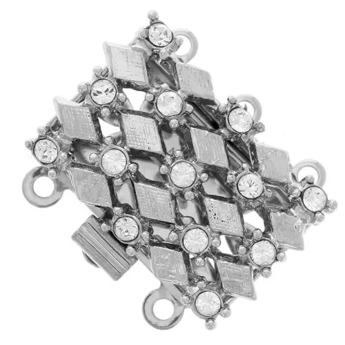 Chiusura a 3 file di cristalli PureCrystal rodiati da 19 mm x1