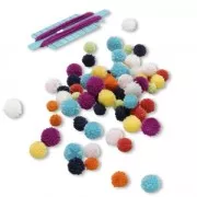 Set per creare 6 a 8 mini pompons rotondi simultaneamente 3 e 2 cm