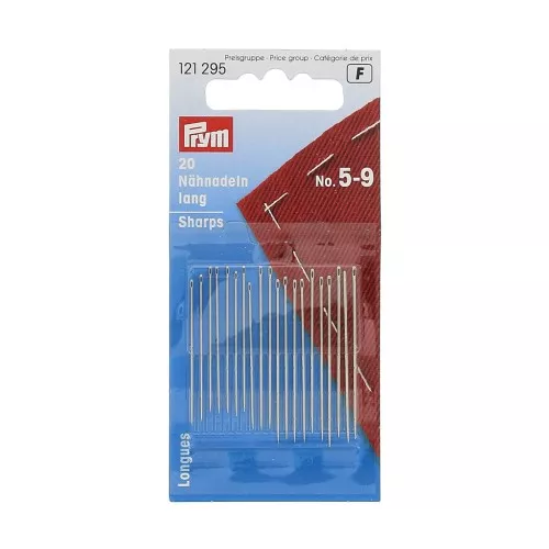 Aghi da cucire lunghi n°5-9 cruna argentato x20