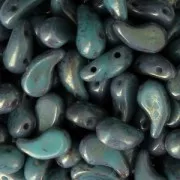 Perline di vetro 2 fori Zoliduo® Left 5x8mm Jade Teracota Red x20