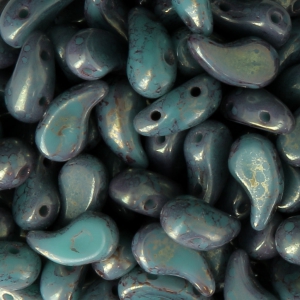 Perline di vetro 2 fori Zoliduo® Left 5x8mm Jade Teracota Red x20