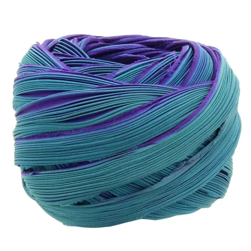 Nastro twill di seta Shibori Passion Teal x10cm