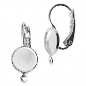 Monachelle con anellino per cabochon retro piatto 8 mm rodiato x2